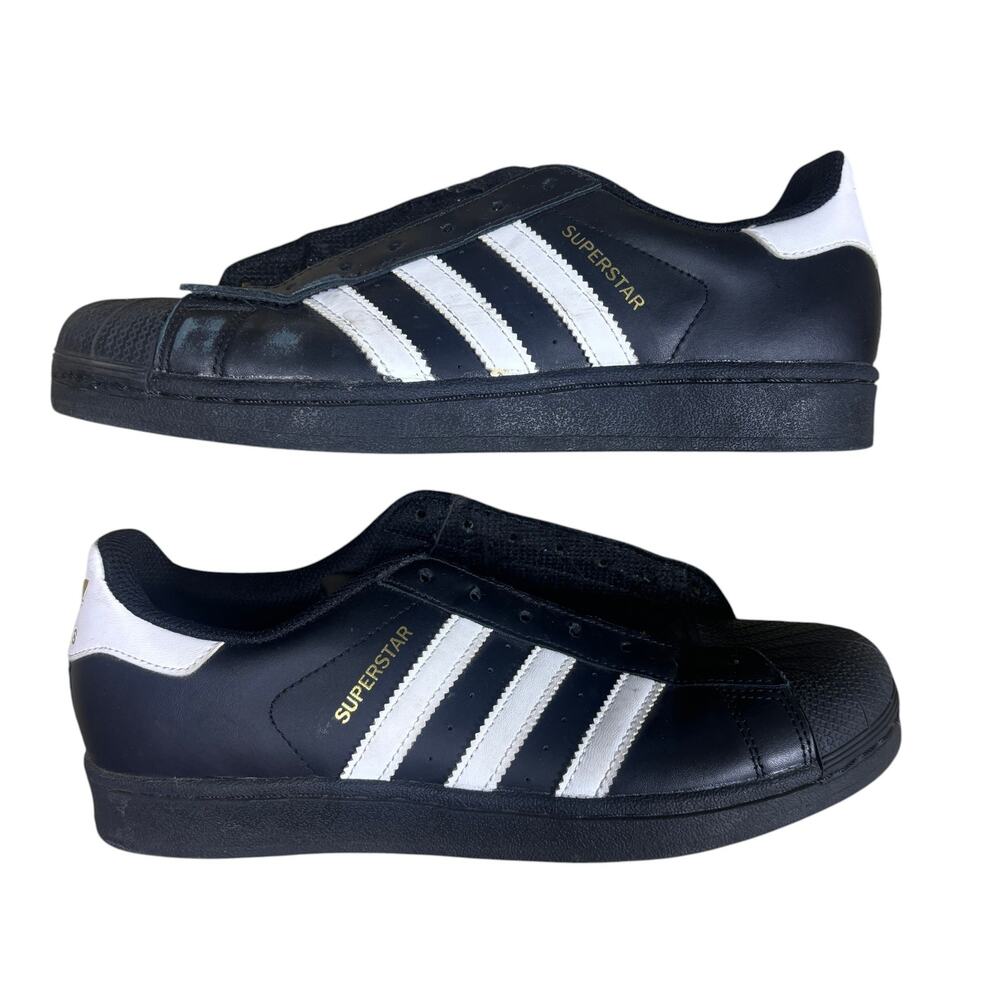 Adidas Superstar black and white mens size 7.5 no laces sportswear soccer skate